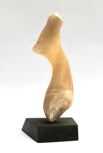 'Ariel': Unique - Amber Alabaster on Granite base – Tim Corke - Oct 2019.